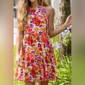 NATURAL LIFE Floral Dress in Red and Orange